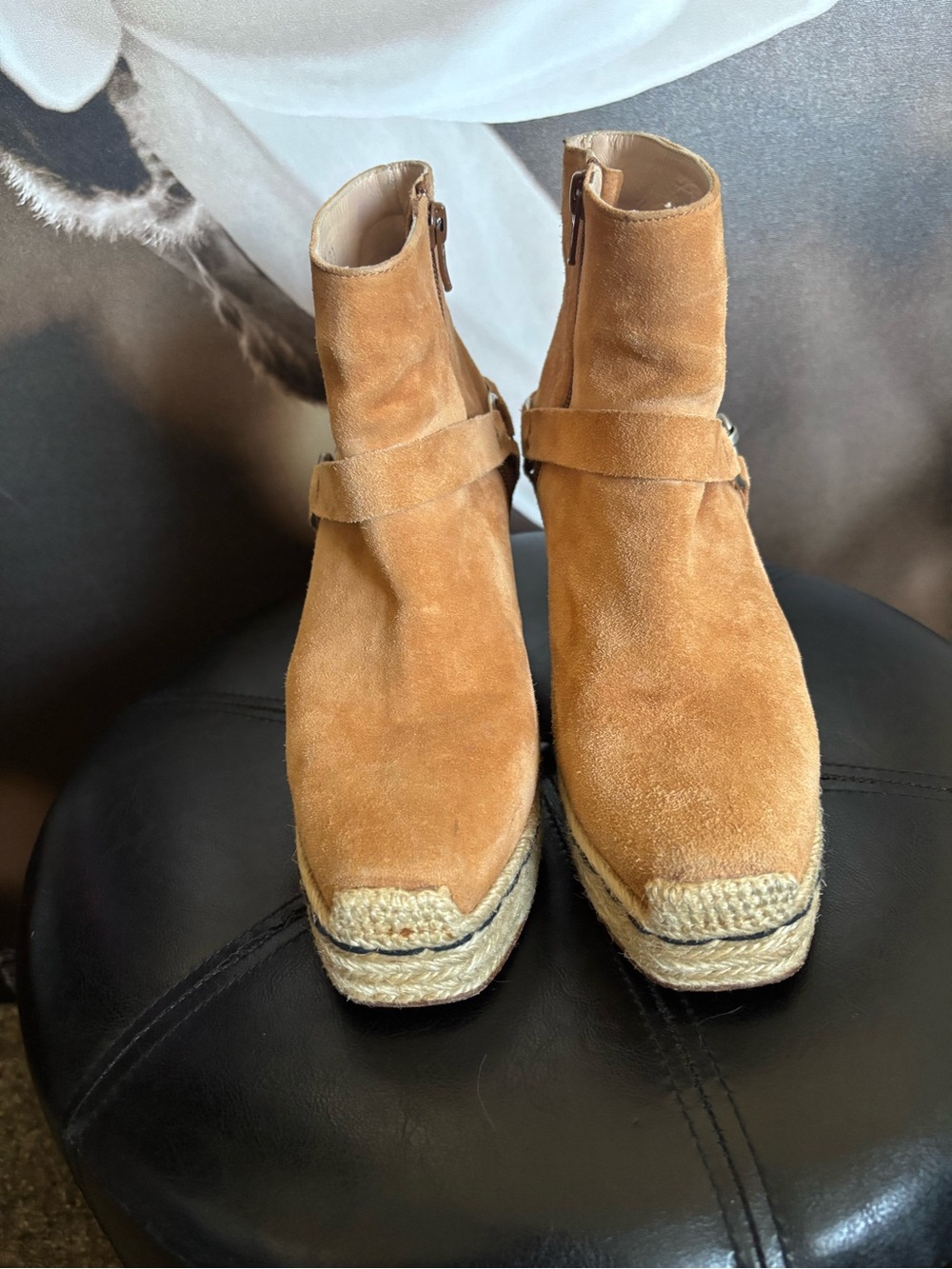 Opening Ceremony Tan Suede Espadrille Ankle Booties